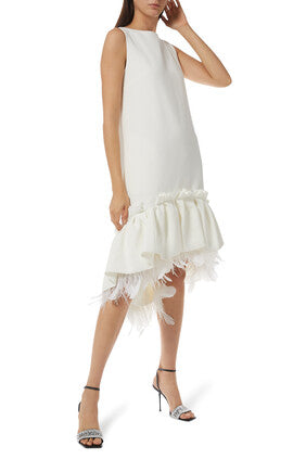 Jodie Feather-Trimmed Flounce Dress