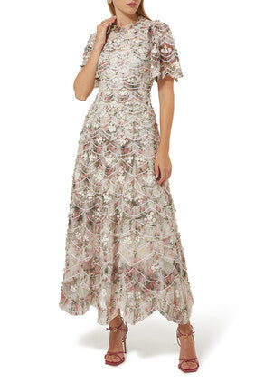 Lunette Floral Swan Ankle Gown