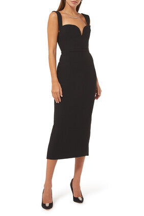 Stretch-Crepe Midi Dress