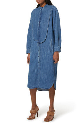 Light Weight Stone Wash Denim Shirtdress