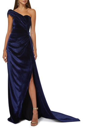 One Shoulder Velvet Dress