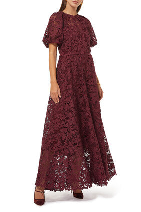 Lace Puffy Sleeves Gown