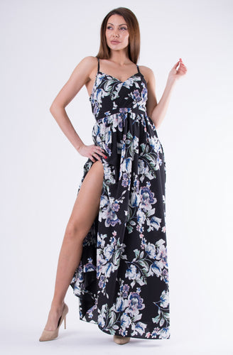 Flowers Dress Royal Black 